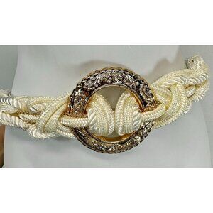 Vintage Belt Cord Rope Knot White Buckle 90s Waist 28 -30 inch Small Med